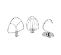 Ensemble de 3 accessoires for robot pâtissier : batteur plat en acier inoxydable, crochet pétrisseur et tête inclinable