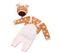 Ensemble de 3 accessoires pour séance photo de bébé, chapeau chaud en bois de cerf et pantalon à bretelles tricotées pour portraits de vacances