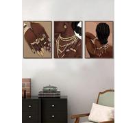 Ensemble de 3 affiches artistiques vintage africaines représentant des doigts d'hommes et de femmes, pour la décoration murale du salon, de la chambre bureau (70 x 90 cm x 3 / cadre intérieur)