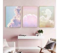 Ensemble de 3-Affiches et Impressions D'Aquarelle Abstraites et Colorées Représentant Des Nuages Des Paysages sur Toile pour la Décoration du Salon de la Chambre et de la Maison-50*60cm (Non encadré)