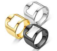 Ensemble de 3 bagues ouvre-bouteilles en acier inoxydable pour hommes et femmes, style punk hip-hop, bijoux créatifs