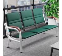 Ensemble de 3 Bancs de Salle D'attente, Chaise de Réception de Bureau en Cuir Synthétique avec Dossiers, Bancs de Hall Assortis avec Rampes en Bois, Structure en Métal, for Bureaux, Aéroports(Green)