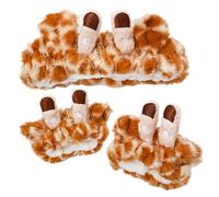 Ensemble de 3 bandeaux et bracelets de spa en forme girafe mignonne - Bandeaux soins la peau pour le lavage du visage et les filles