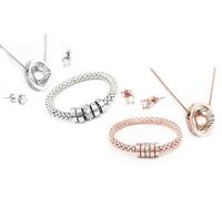 Ensemble de 3 bijoux Mia ornés de cristaux Swarovski® : Argent - or rose / Sans boîte cadeau / x 2