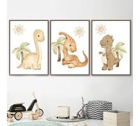 Ensemble de 3 Boho Dinosaur Sun Palm Dino Tracks Garderie Art Mural Imprimer Canvas Painting Nordique Poster Mur Photos Baby Enfants Bedroom Room Decor-30 * 50Cm/12 * 20 Pouces (Sans Cadre)