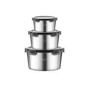 Ensemble de 3 Boîtes de Conservation Alimentaire en Acier Inoxydable 316 Maxcook avec Couvercles - Boîtes Bento et Contenants à Snacks - Compatibles Lave-Vaisselle et Congélateur (600ml x2 & 2200ml) M