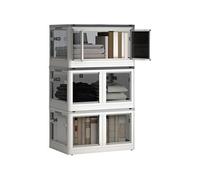 HomCom Boîtes de rangement 3x69L pliables empilables avec couvercle et roulettes, blanc/gris