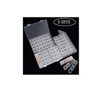 Ensemble De 3 Boîtes De Rangement Transparentes Avec 28 Mini Compartiments, Outils De Peinture Au Diamant 5d Et De Point De Croix Pour L'artisanat De Bricolage.