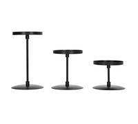 Ensemble de 3 bougeoirs à Colonne Noirs, Supports de Bougies en Fer Inoxydable avec Une Finition Peinture Piano Double Face, pour Bougies d’Ambiance, cônes d’encens, décoration de