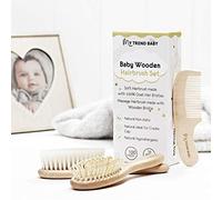 Ensemble de 3 brosses à cheveux et peignes My Trend Baby pour nouveau-nés, bébés, tout-petits et jeunes enfants| brosses naturelles à poils de chèvre
