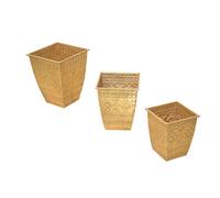 Ensemble De 3 Cache-Pots Dorés En Métal Design Orné Format Haut Dec050061 Multicolore