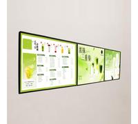 Ensemble de 3 caissons lumineux LED muraux encastrés pour menus, affichage numérique et écran rétroéclairé LED, caisson lumineux 3D personnalisé pour restaurants et cafés(50x70cm)