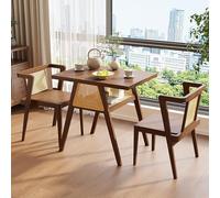 Ensemble de 3 chaises de Salle à Manger, Table et chaises de Cuisine et de Salle à Manger, Table et chaises en Bois Massif et rotin, Table gigogne compacte avec 2 chaises pour mais