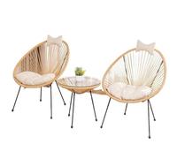 Ensemble de 3 chaises d'extérieur Acapulco, pour terrasse, bistrot et Salon de Jardin, en rotin synthétique tressé, Moderne, avec Assise et Appui-tête Moelleux, pour Jardin