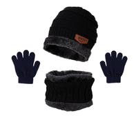 Ensemble De 3 Chapeaux D'hiver Pour Bébés Garçons Et Filles, Chaud, Épais, Chapeau Et Gants Écharpe, Bonnet Coupe-Vent En Tricot, 3 Pièces/Ensemble