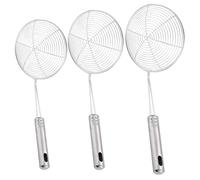Ensemble de 3 cuillères d'écumoire en acier inoxydable, louches en maille de 6/6, 7/7, 5 pouces avec long manche pour la friture, les nouilles, les boulettes, la cuisson des pâtes