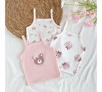 Ensemble de 3 débardeurs en jacquard pour bébé fille. Sans manches, agréables à porter, ces vêtements d'extérieur sont à la fois mignons et à la mode. Leur palette de couleurs pastel macaron leur conf