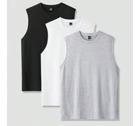 Ensemble de 3 débardeurs pour hommes à encolure ronde, unis à manches courtes, basiques pour sortir L,M,S,XL,XXLUnicoloreTissu tricoté