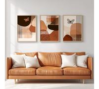Ensemble de 3 Décorations Murales Bohème Rétro, Impression HD pour Salon Chambre à Coucher, Posters Géométrique Ligne À Carreau Papillon Campagne Sans Cadre, Tableau Mural, 30 x 40 cm