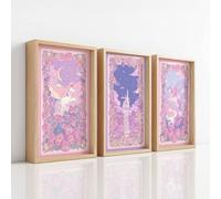 Ensemble de 3 Décorations Murales Dessin Animé Tarot, Impression HD pour Salon Chambre à Coucher, Posters Fantaisie Doux Licorne Château Rose Romantique Sans Cadre, Tableau Mural, 40 x 60 cm