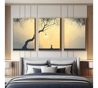 Ensemble de 3 Décorations Murales Fantaisie Silhouette, Impression HD pour Salon & Chambre à Coucher, Posters Arbre Fille Princesse Romantique Esthétique Sans Cadre, Tableau Mural, 29.7 x 42 cm
