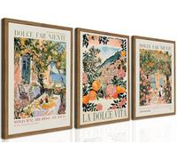 Ensemble de 3 décorations murales sans cadre de la côte amalfitaine en Italie, décoration murale de voyage tendance, affiche de cuisine italienne vintage, paysage urbain pour la salle à manger et le