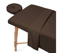 Ensemble De 3 Draps Table Massage en Microfibre-Couverture Lit Facial Première Qualité Naturel, Ultra-léger,Antitache,Comprend des Plats Et Couverture Berceau pour Le Visage (Chocolate,185X80CM)