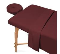 Ensemble De 3 Draps Table Massage en Microfibre-Couverture Lit Facial Première Qualité Naturel, Ultra-léger,Antitache,Comprend des Plats Et Couverture Berceau pour Le Visage (Reddish Brown,185X80CM)