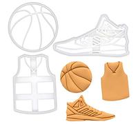 ensemble de 3 emporte-pièces sur le thème du basket-ball (motifs: basket-ball, maillot et chaussure), 3 pièces