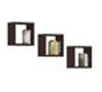 Ensemble de 3 etagères carrées AKORD 25 cm avec fixation invisible Wengé 25 cm façade Wengé 3 étagères 25x15x25 cm Wengé G