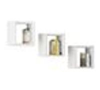 Ensemble de 3 etagères carrées AKORD Blanc 25 cm façade Blanche 3 étagères 25x15x25 cm