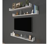 Ensemble de 3 étagères murales contemporaines Höganäs - EN.CASA - Blanc - 120 x 15 x 12 cm