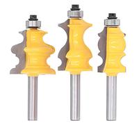 Ensemble de 3 fraises à moulurer pour menuiserie architecturale, fraise de fraisage pour le travail du bois avec tige de 8 mm, lames en carbure de tungstène C3 pour des coupes