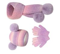 Ensemble De 3 Gants D'écharpe De Bonnet D'hiver Pour Bébé Avec De Jolis Pompons Mélange De Laine Douce Pour Temps Froid 3-10 Ans Ensemble De Gants D'écharpe Chauds Pour Tout-petits