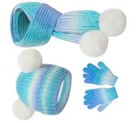 Ensemble De 3 Gants D'écharpe De Bonnet D'hiver Pour Bébé Avec De Jolis Pompons Mélange De Laine Douce Pour Temps Froid 3-10 Ans Ensemble De Gants D'écharpe Chauds Pour Tout-petits