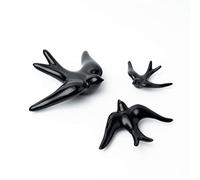 Ensemble de 3 hirondelles en céramique pour décoration murale et maison. Ornements suspendus faits à la main avec de la céramique. Pack d'hirondelles murales décoratives de couleur noire