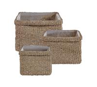 Ensemble de 3 Jardinières Tissées en Herbes Marines Naturelles Accessoires