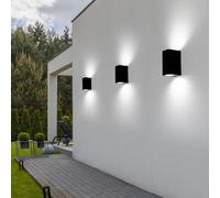Appliques extérieures LED Up and Down éclairage extérieur noir éclairage de façade éclairage de porte d'entrée en aluminium LED, 2x 3W 2x 240lm 3000K, LxH 6,8x15 cm, lot de 3