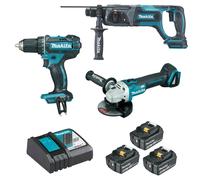 Pack 3 machines MAKITA DLX3078MJ (DDF482 + DGA504 + DHR241) 18V Li-Ion (3x4Ah)