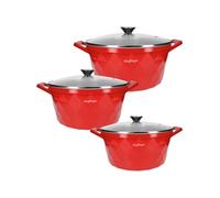 Ensemble de 3 Marmites 20/24/28 cm Motif Diamant, Poignées et Couvercles