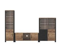 Ensemble de 3 meubles de salon collection DARWIN. Couleur épicéa et noir. 147x57x43 Marron