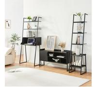 Ensemble de 3 meubles Storfjord avec bureau, meuble TV et étagère échelle noir en.casa