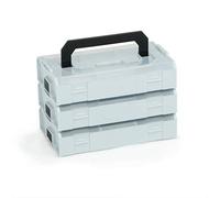 Ensemble de 3 mini boîtes de rangement L-BOXX grises avec couvercles transparents | Boîtes de tri empilables pour vis, chevilles et petites pièces | Organisateurs modulaires en plastique alimentaire