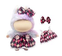 Ensemble de 3 Mini-Vêtements en Peluche de 17 cm, Grands Vêtements pour Poupées, Robes, Nœuds, Pinces, col Bénitier compatibles avec Les Adorables Poupées Monstres (sans poupée), Rose