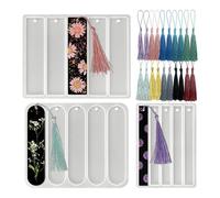 Ensemble De 3 Moules En Silicone Brillant Pour Marque-Page, Moule Résine Marque-Page Avec Pompon, Rectangulaire Et Moyen