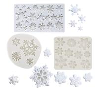 (Ensemble de 3) Moules fondants de flocon de neige d'hiver Christmas Flake de neige silicone sucrecraft gomme pte Moule pour gteau cupcake topp