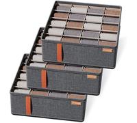 Ensemble de 3 organisateurs de tiroirs pliables avec 20 compartiments, organisateur de tiroir pour cravates et chaussettes.