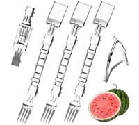 Ensemble de 3 outils pour couper et trancher la pastèque en acier inoxydable pliable avec fourchette pour pastèque et cantaloup