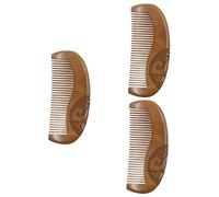 Ensemble de 3 peignes à cheveux en bois de santal, à dents larges et fines, for femmes et hommes, faits à la main, antistatiques, adaptés aux voyages, for le massage du cuir chevelu et les cheveux cla