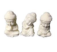 Ensemble de 3 Petites Statues de Bouddha - Figurines Sakyamuni en Ivoire pour la décoration de la Maison et du Bureau